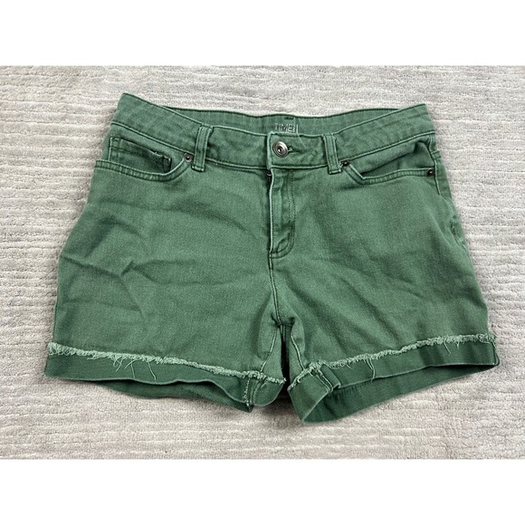 Time and Tru Pants - Time and Tru Denim Shorts Womens 6 Green Raw Hem Frayed Mid Rise 3" Inseam